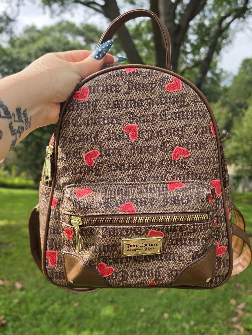 Juicy Couture Mini Backpack with Heart Print